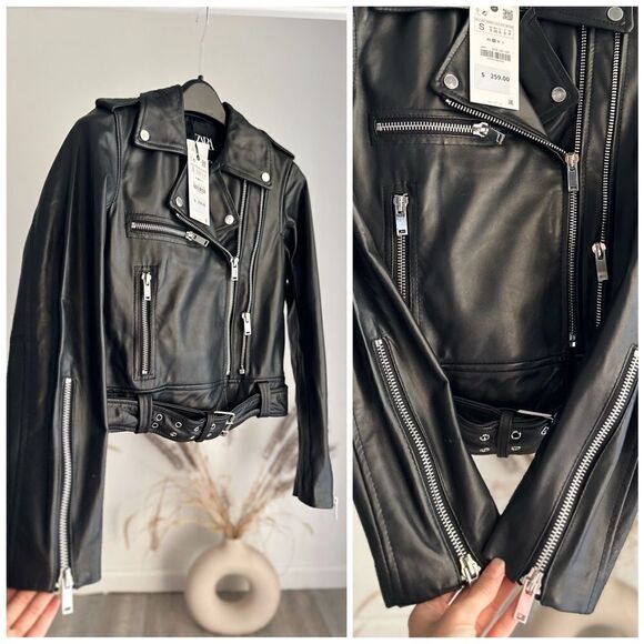 Zara GENUINE Leather Jacket New NWT - Picture 2 of 7